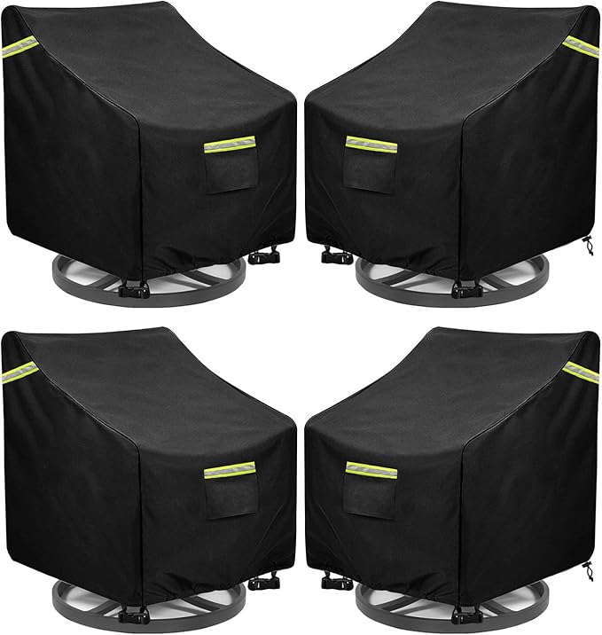 Outdoor Swivel Lounge Chair Cover 4 Pack,(32W x 35D x 36H inches ) 100% Waterproof Heavy Duty Outdoor Chair Covers， Patio Chair Covers Waterproof Patio Furniture Covers（Black）