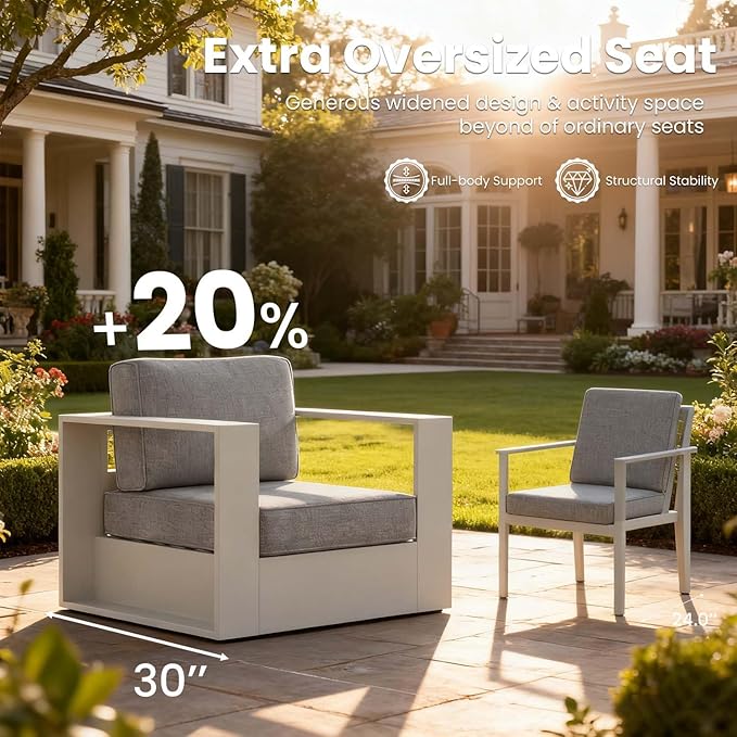 3 Pieces Patio Furniture Set with Fire Pit Table, Metal Modern Conversation Set with Deep Seating and Widened Aluminum Frame for Deck, Porch, Garden