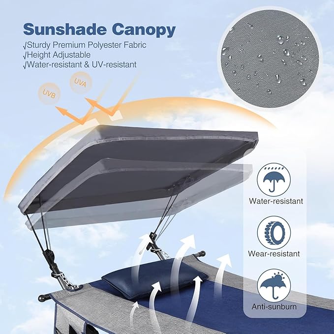 RedSwing Camping Hammock with Stand, Portable Hammock with Removable Canopy, Pillow and Storage Net,Foldable Heavy Duty Steel Frame Space Saving for Indoor Outdoor Backyard Beach Garden