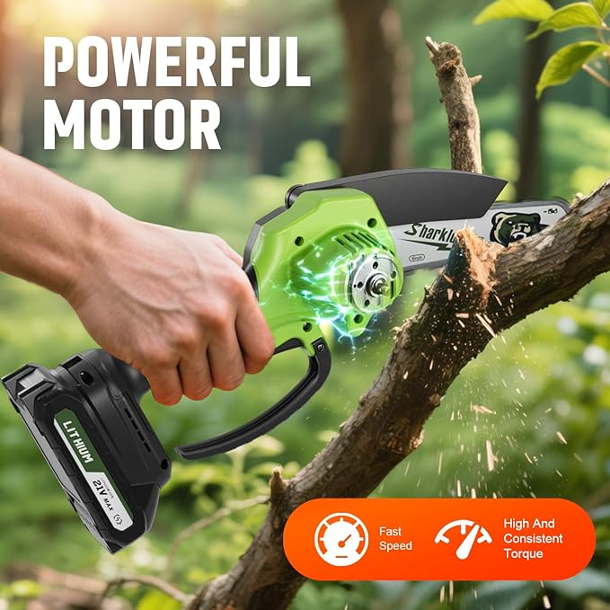 Mini Chainsaw, 6-inch Cordless Electric Mini Chainsaw, Portable Handheld Chain Saw for Tree Pruning Shearsand Garden Maintenance, Best Gift for Men Dad Husband(Green)