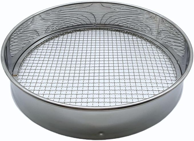 Soil Sifter Set with 3 Sieve Meshes for Rock and Sand - Stainless Steel