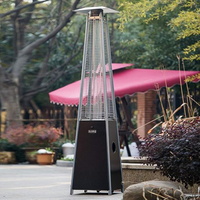 Patio Heaters for Outdoor Use, 40000 BTU Outdoor Heaters for Patio with Wheels, Quartz Glass Tube Outside Heater for Deck Backyard Commercial, Hammered Black