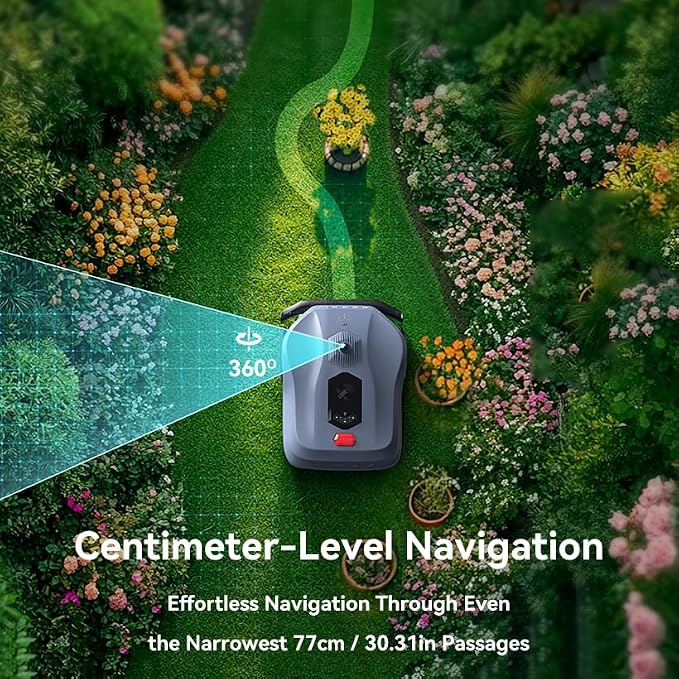 Neomow X Robot Lawn Mower Perimeter Wire Free for 1 Acre 3D LiDAR SLAM+Vision Mapping Robotic Lawnmower with 4G, No RTK Station Required, AI Accurate Obstacle Avoidance, App Control, Anti-Theft