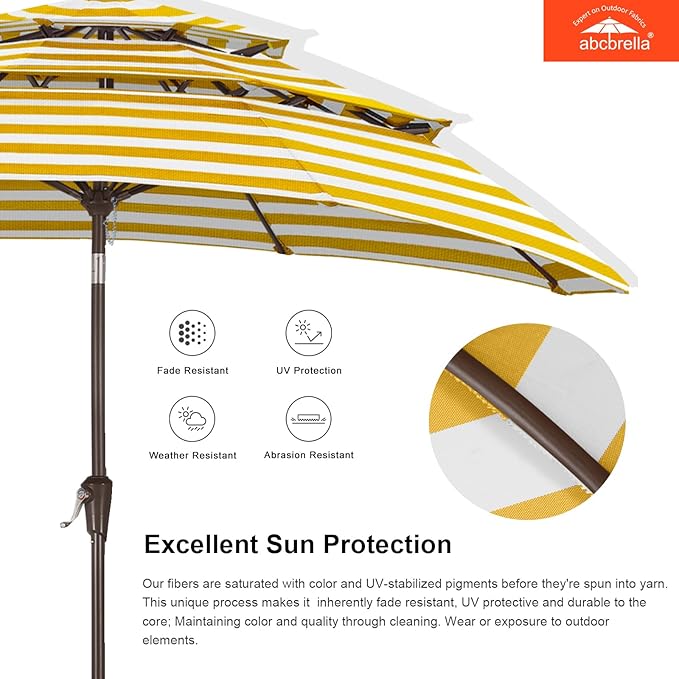 ABCCANOPY 5-Year 10-Year No Fading 9FT 3 Tiers Patio Umbrella, Outdoor Table Umbrella with 8 Sturdy Ribs for Deck, Backyard, Garden, Yard