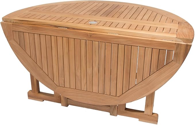 Royal Teak Collection DLT5 Round Drop Leaf Teak Table, 60-Inch