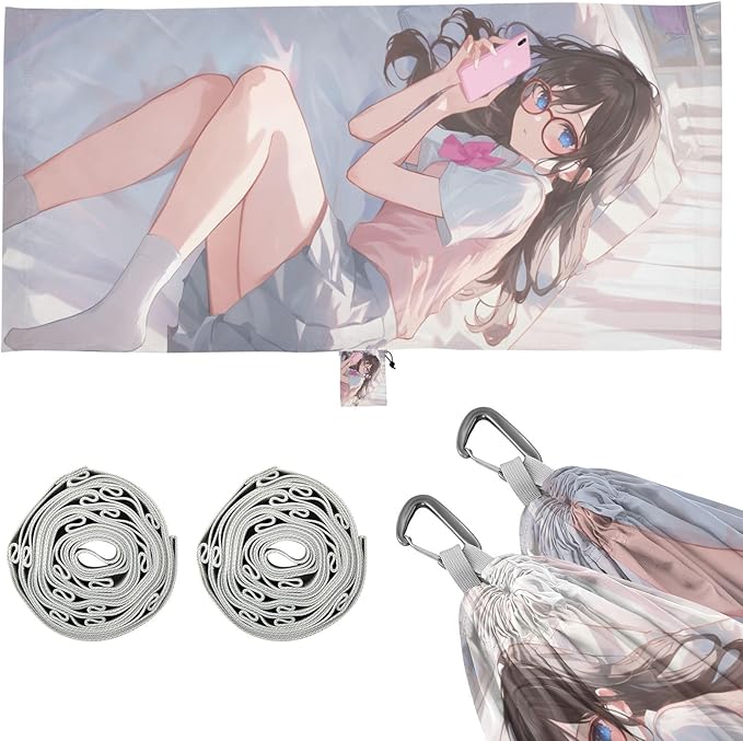 Anime Girl Cute Hammocks with Tree Straps Tree Hammock for Indoor Outdoor Patio