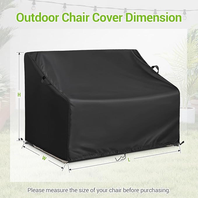 Kasla Patio Double Chair Cover, Waterproof Heavy Duty Cover for Outdoor Loveseat & Glinder Bench & Papasan Rocking Chair & Outdoor Couch & Outside Sofa (Black, 78"L×28"W×32"H)