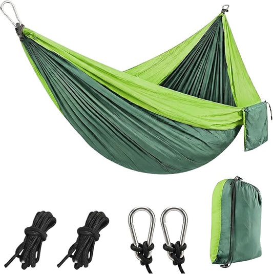 Camping Hammocks, Portable Lightweight Parachute with Tree Straps, Single or Double Hammock Without Stand, Nylon Camping Gear for Outdoor Beach Backpacking Hiking, Camping Essentials(Green)