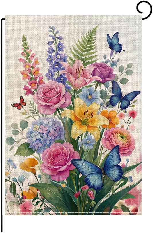 wyooxoo Spring Summer Flower Garden Flag 12x18 Inch Double Sided Vertical Welcome Garden Flag Outside Farmhouse Yard Outdoor Decoration (L)