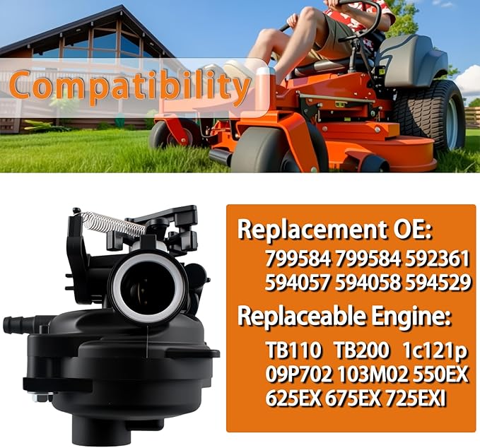 MS61048S Carburetor for Megashot MS61048(-S) MS61048 2800 PSI, 2.3 GPM compatible B&S 725EXI 163CC engine