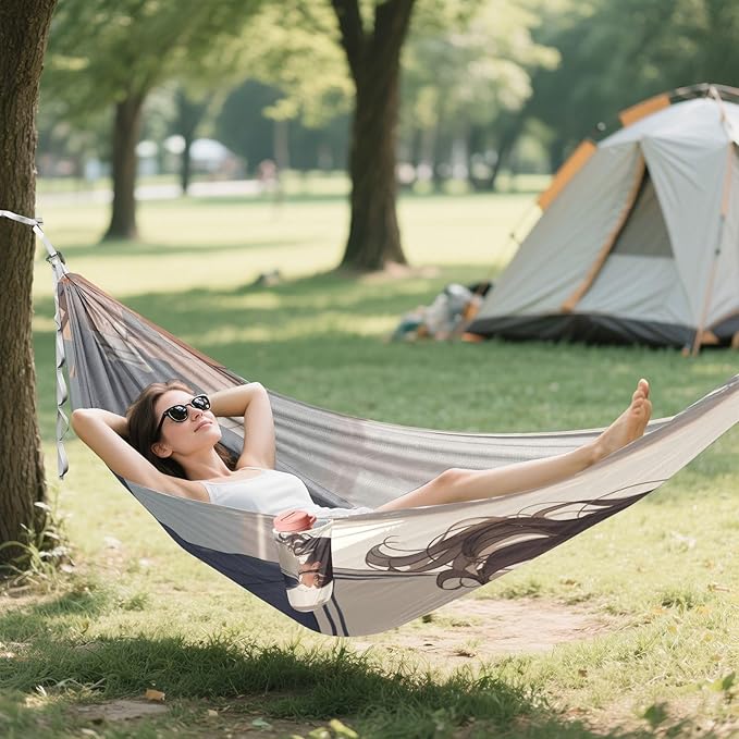 School Anime Girl Hammocks with Portabl Carry Bag Hanging Hammock for Indoor Outdoor Patio