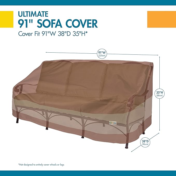 DUCKCOVERS Ultimate Waterproof 93 Inch Patio Sofa Cover, Patio Furniture Covers