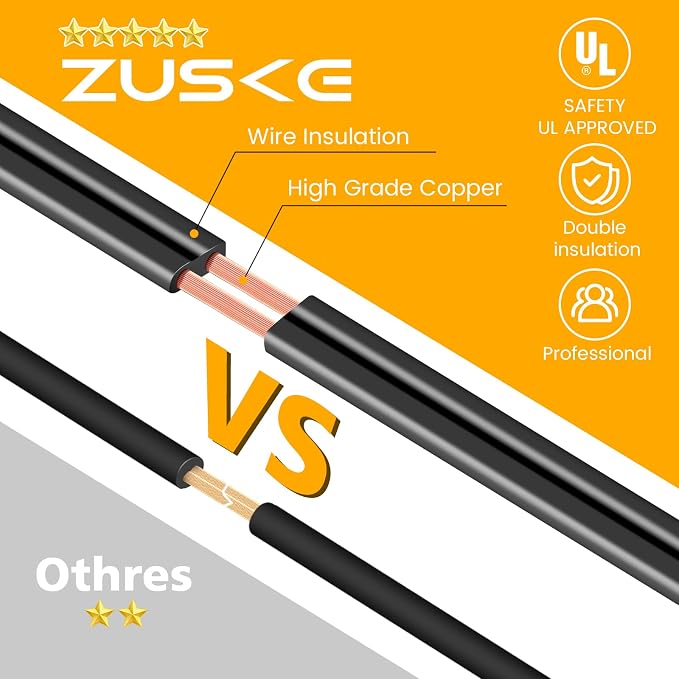 Zuske 100FT Outdoor String Lights, LED Patio Lights with 50+3 ST38 Vintage Edison Shatterproof Bulbs, IP65 Weatherproof Outside Hanging Lights for Backyard Bistro Cafe Garden(50FTx2)