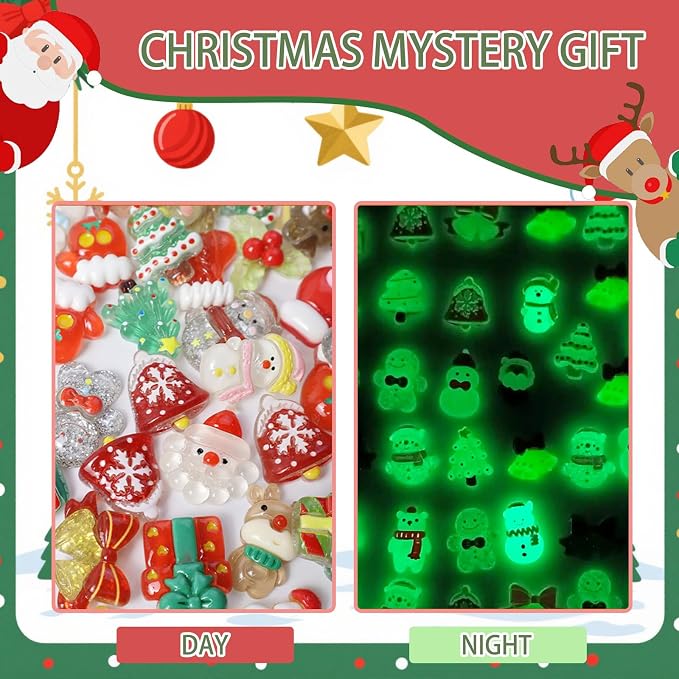 Mini Glow In The Dark Animal Resin Models, Resin Animals Mystery Bags, Individually Wrapped Blind Bags Tiny Animal Figurines, Collectible Mini Animals For Fairy Garden, DIY Crafts (200, Christmas)