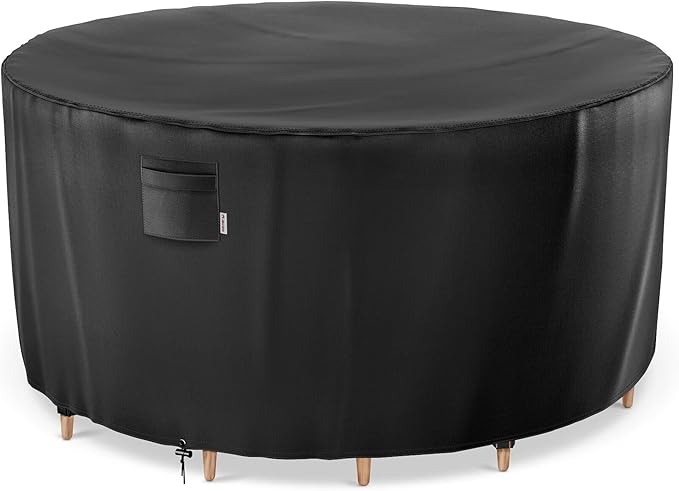 iBirdie Round Patio Furniture Cover 48 x 28 inch, Outdoor Waterproof and Weatherproof for Garden Table and Chairs, Heavy Duty 600D, fit 48, 47, 46 Diameter