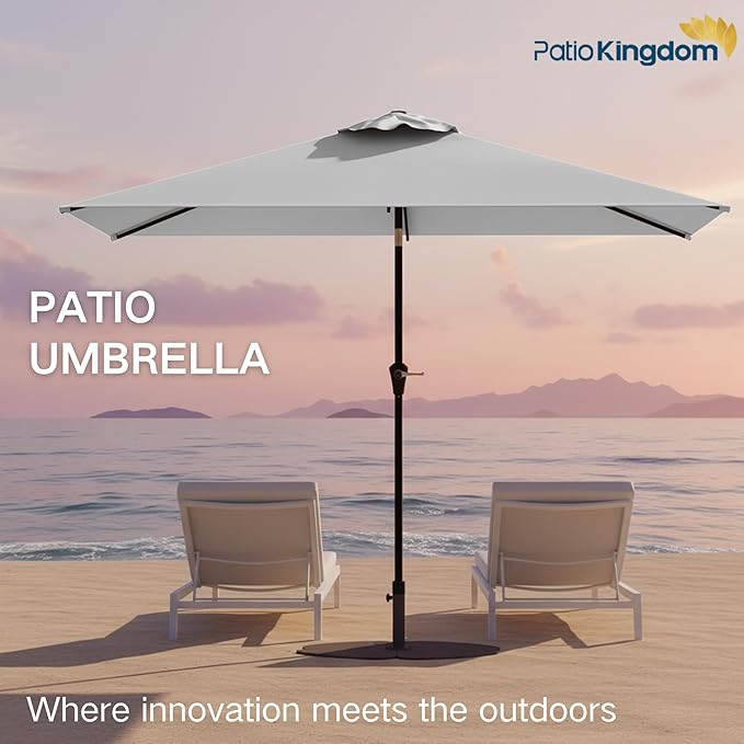 6.5'x10' Rectangular Patio Outdoor Umbrella,Large Coverage with Push-Button Tilt & UV Protection,Sturdy Ribs for Deck,Lawn,Pool,Backyard