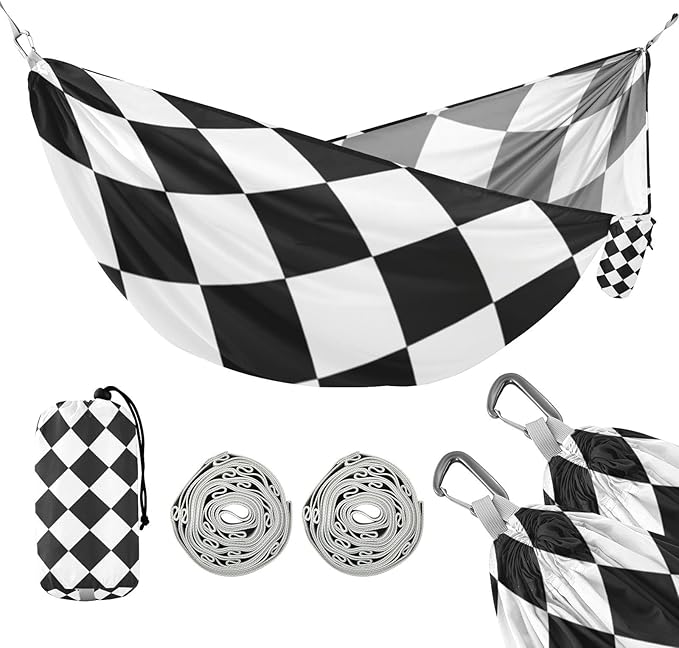 Buffalo Plaid White Black 330lb Capacity Hammocks with Portabl Carry Bag Hanging Hammock for Camping Travel Accessories Base para hamaca