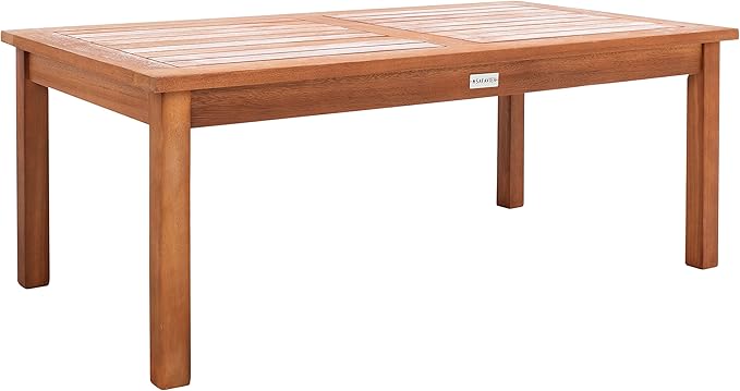SAFAVIEH Outdoor Collection Chaston Natural Wood/Beige Cushion 4-Piece Conversation Patio Set