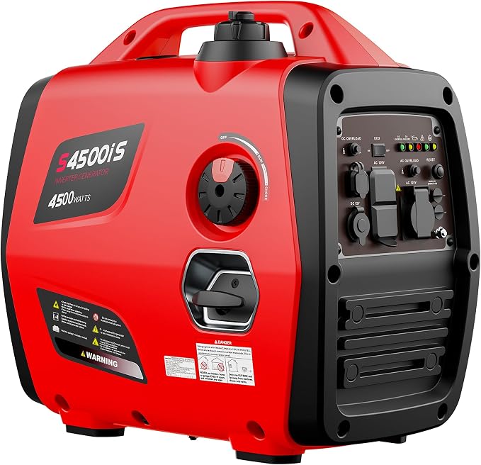 4500W Portable Generator Super Quiet Inverter Generator Ultra Lightweight for Home Backup Outdoor Camping, CO Sensor Protect, EPA, ECO Mode (4500W+CO Sensor)