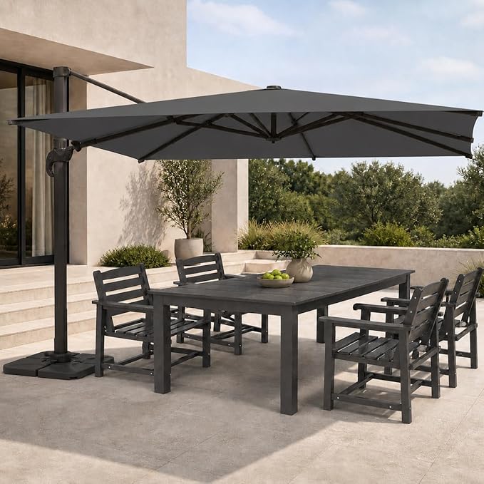 Cantilever Patio Umbrella, Large Square Outdoor Offset Umbrella with Aluminum Pole, 360-degree Rotation for Garden, Deck, Pool