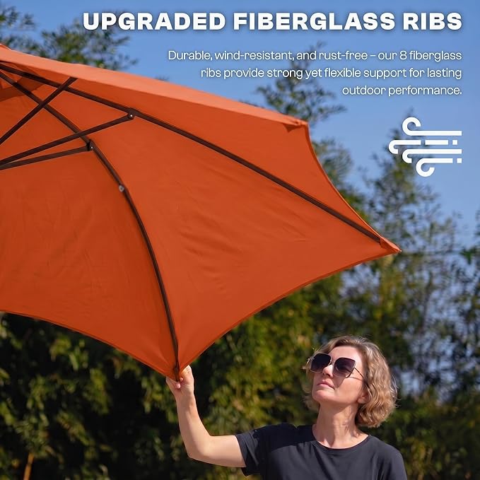 7.5ft Patio Umbrella, Outdoor Table Market Umbrella with Smooth Crank Lift, 6 Windproof Fiberglass Ribs, UPF50+ UV Protection for Deck, Pool, Garden and Backyard