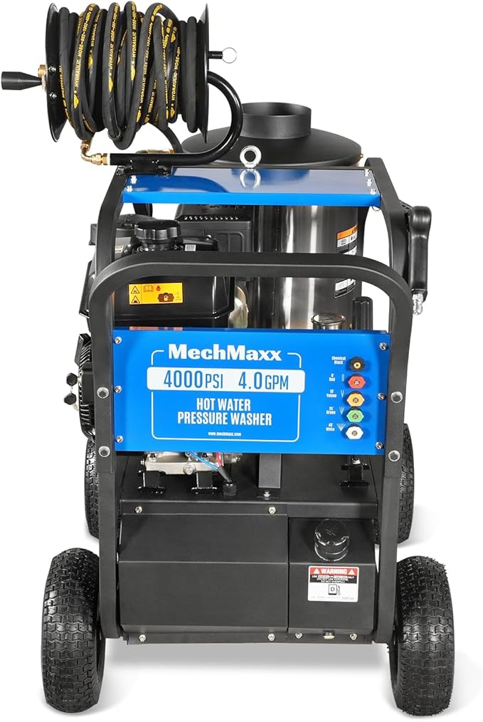 MechMaxx 4000 PSI 4 GPM Kohler E-Start Engine Hot Water Pressure Washer with Hose Reel, HPW40K