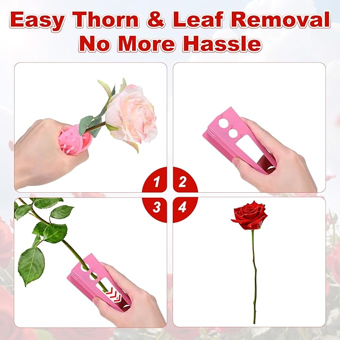M METERXITY 1-Set Rose Thorn Stripper Tool, Plastic Metal Rose Stem Leaf Thorn Stripper for Bouquets Pruning Branches/Floral Arrangement, Flower Stripping Tool Remove Kit [Green, Pink, Blue]