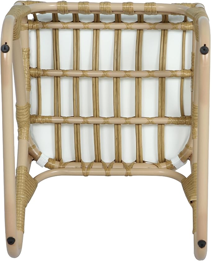 Christopher Knight Home Busby Acacia Wood Patio Dining Set for 4, Square Patio Dining Table and PE Wicker Chairs Set of 4, 5 Piece Outdoor Dining Set with Cushion, Teak+Light Beige