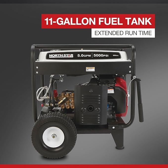 NorthStar Gas Cold Water Pressure Washer, 5000 PSI, 5.0 GPM, Honda Engine, Electric Start, Belt Drive, Model# 1571493
