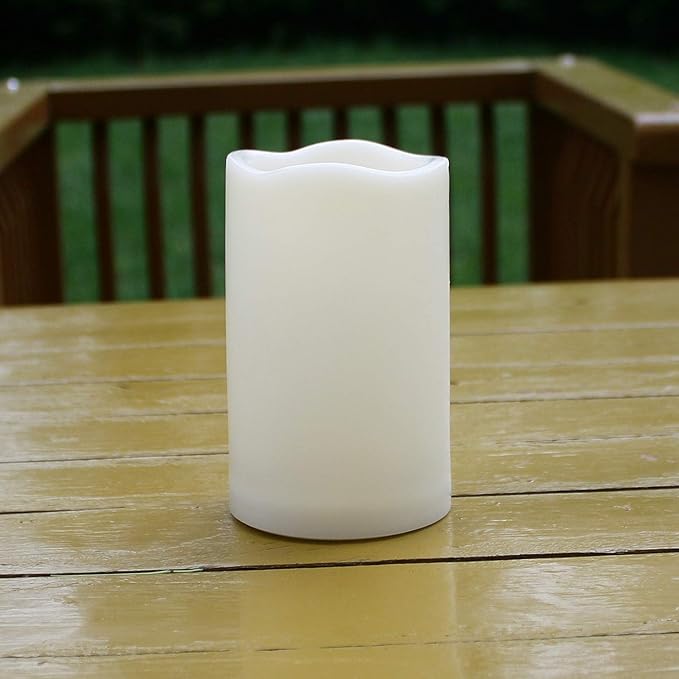 Waterproof Outdoor Flameless Pillar Candle with Timer Battery Operated Electric LED Candle Set for Gift Home Décor Party Wedding Supplies Garden Halloween Christmas Decoration, 1 Pack, 3” x 5”