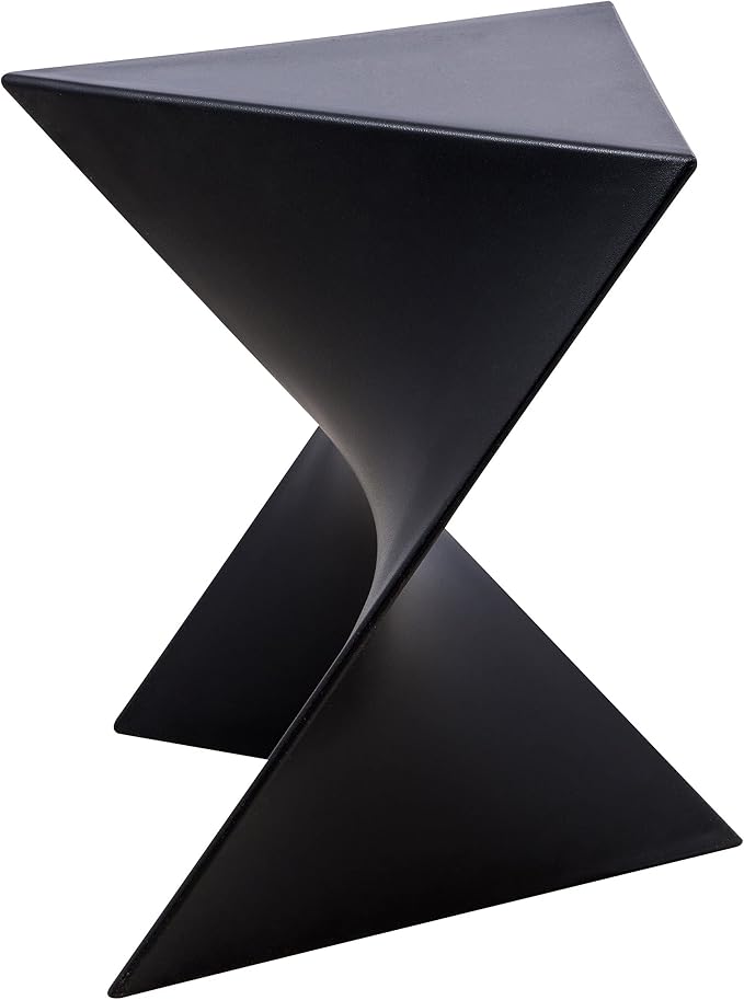 LeisureMod 15.75" Triangular Side Table, Stackable Plastic Accent End Table for Indoor & Outdoor Use, Weather-Resistant Modern Patio & Living Room Table, Black