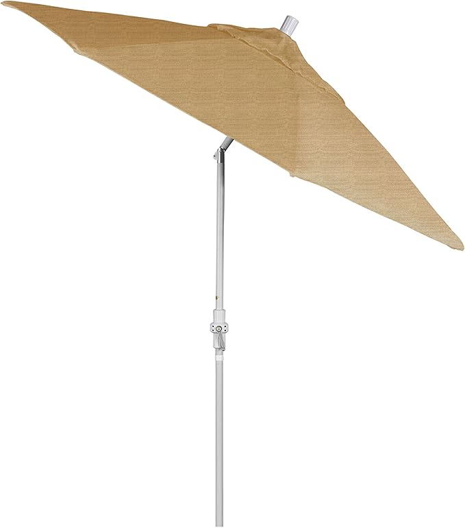 California Umbrella 9' Round Crank Lift, Collar Tilt, Aluminum Pole, Fiberglass Rib Patio Umbrella, White Finish