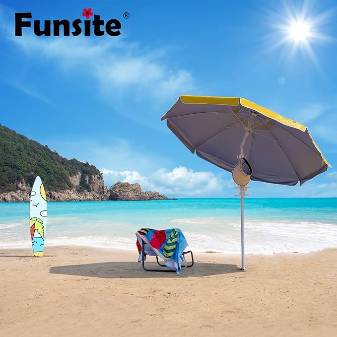 6.5ft Portable Beach Umbrellas for Sand Beach UV 50+ Umbrella with Tilt & Steel Pole, Protection with Heavy Duty Anchor, Patio Umbrella with Carry Bag