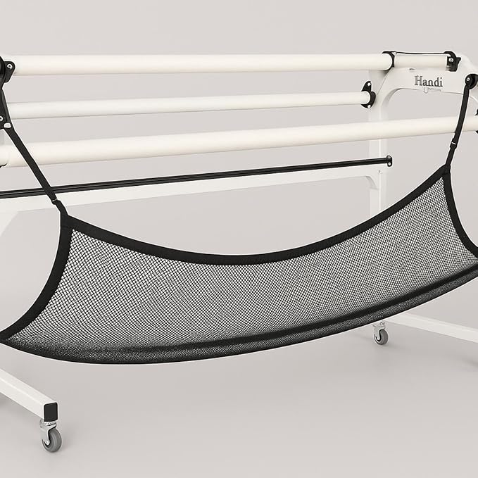 SATINIOR Extra Long Hammock Storage Net with Elastic Hooks Black Stretchy Mesh Gear Protection Storage Net for Long Arm Quilting Machine Hammock Accessories