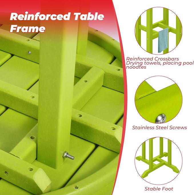 Costaelm Outdoor Bar Table, 37" Counter Height Round Patio Cocktail Bar Table, Patio Bar Table 3-Pieces Set Bistro Dining Table Pub Table for Deck, Backyard, Garden, Lime