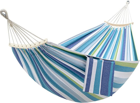 GAFETE Double Hammock for Outside with Tree Straps, Replacement for Stand（Lagoon Blue, Medium）