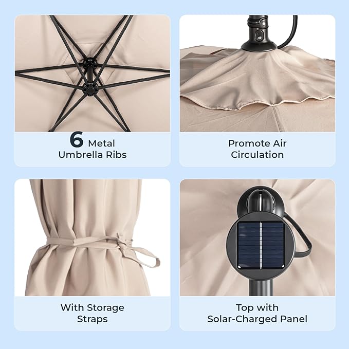 Bonnlo Patio Umbrella with Easy Push Button Tilt Outdoor Patio Umbrella Backyard Market Table Umbrella