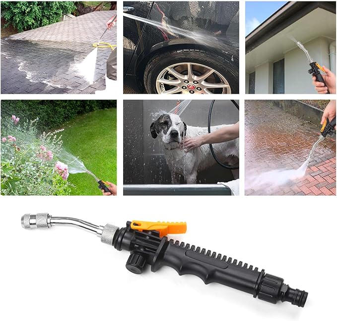 Rengue 2-in-1 High Pressure Washer, Materials, Jet and Fan Nozzles, 11.8in or 18.9in, for Home Garden 2-in-1 High Pressure Washer, ABS Alloy Copper Nan Household Appliances (30cm)