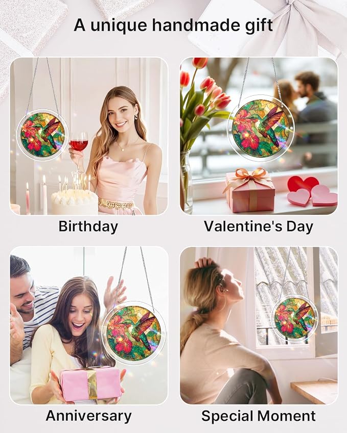 Acrylic Suncatcher Puzzle, Emerald Flame Hummingbird-7.4 in | DIY Suncatcher Puzzle Kits for Adults, Acrylic Jigsaw Puzzle Suncatcher, Garden&Window Hanging Decor, Unique Gift
