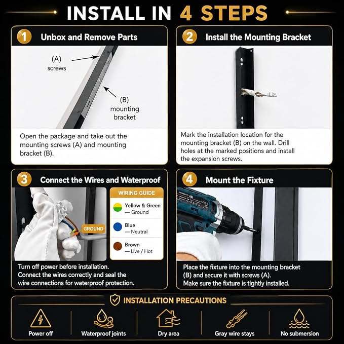31.5" Outdoor Wall Lights, 2-Pack Remote Dimmable Sconces | Adjust 3000K–6000K lighting by remote for a modern garage, patio, porch or front door upgrade