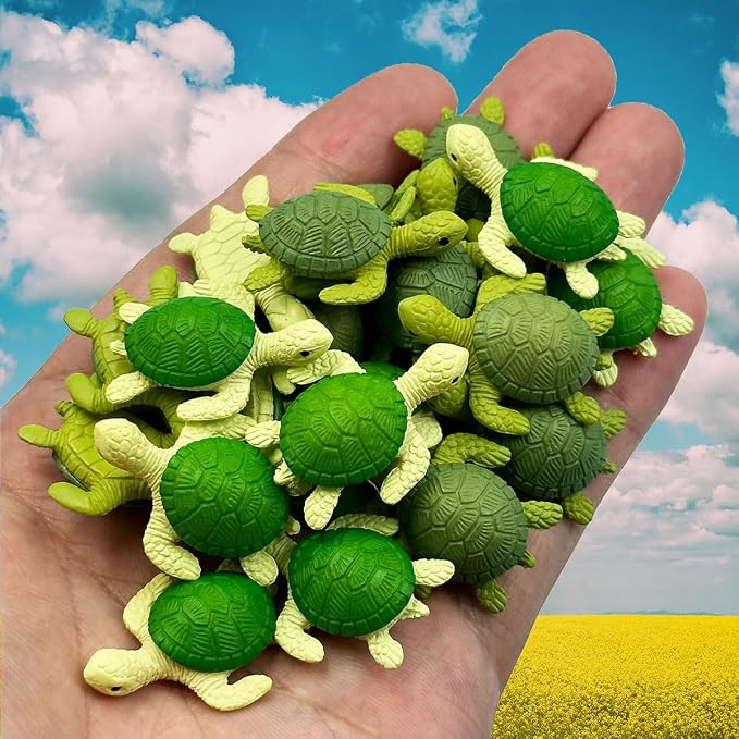 Suartus Mini Green Turtle - 20Pcs Resin Miniature Sea Turtle Figurines Tortoise Turtles Miniature Figurines Ocean Animals Statue for Fairy Garden Micro Landscape Decor Ornament