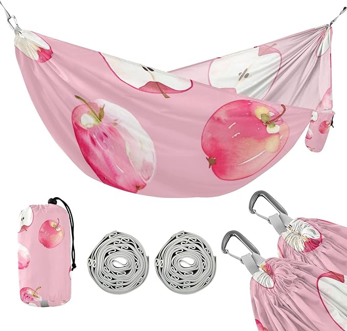 Cute Cartoon Pink Fruit 330lb Capacity Outdoor Hammocks with Portabl Carry Bag Cloth Hammock for Outside Beach Patio Garden jamaca para Patio