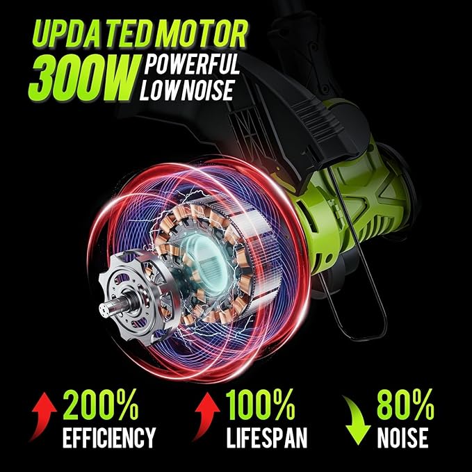 20V 12'' Cordless String Trimmer, Grass Trimmer&Edger with 8 Replacement Spools, Battery Powered Weed Trimmer with Auto Line Feed for Garden, Lawn(2*4AH Battery and Charger Included), Green
