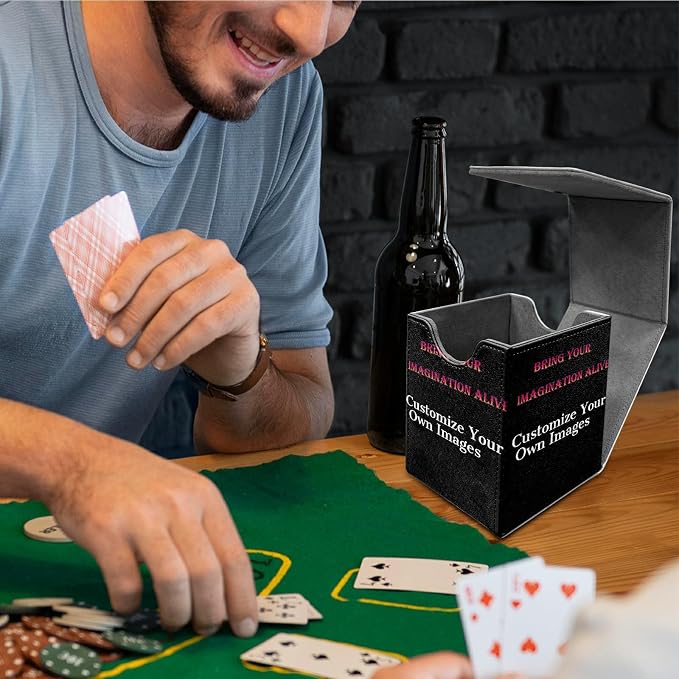 Custom Card Deck Box for MTG, Personalized Card Storage Case Fits 120+ Sleeved Cards, Premium Leather TCG Box with Strong Magnetic Closure for Magic, CCG, PTCG, Baseball Cards