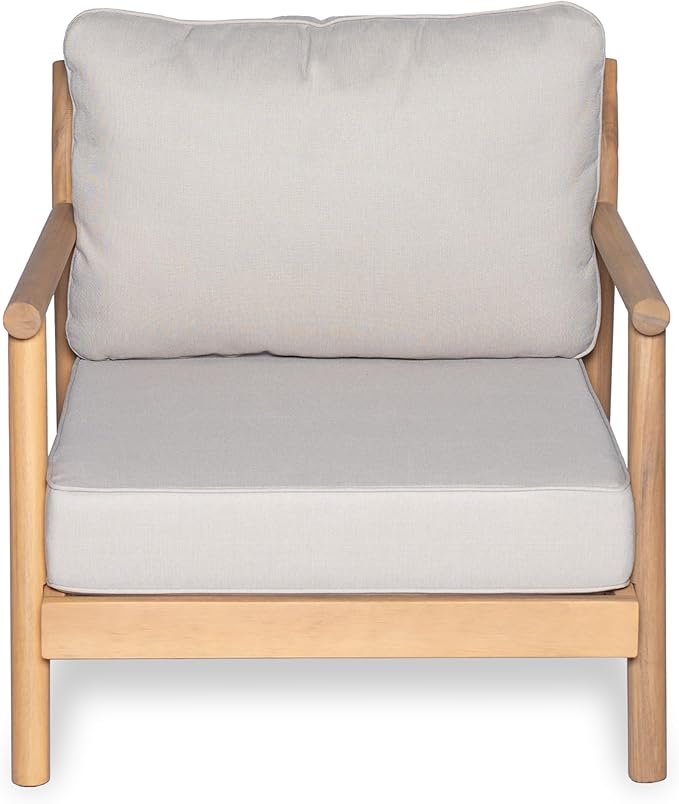 Christopher Knight Home Jorine Patio Chat Set, Acacia Wood Accent Chair, Slat Panel Coffee Table, Sectional L Shaped Sofa, Loveseat and Lounge Chair, Outdoor Conversation Set for Yard, Teak+Beige