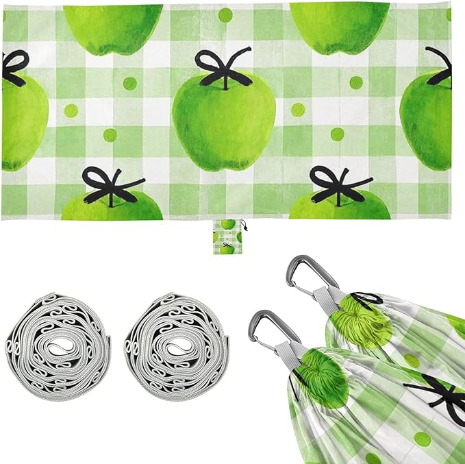 Watercolor Green Apples Plaid 330lb Capacity Outdoor Hammocks Swing Hammock for Indoor Outdoor Patio hamaca de Algodon para Jardin