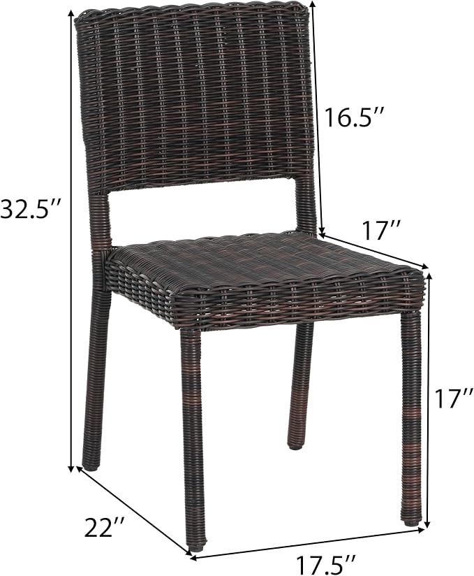 Christopher Knight Home Farley Acacia Wood Outdoor Dining Set for 6, 7 Piece Patio Dining Table and Chair Set, Faux Rattan Outdoor Dining Chair and Table Set, Brown