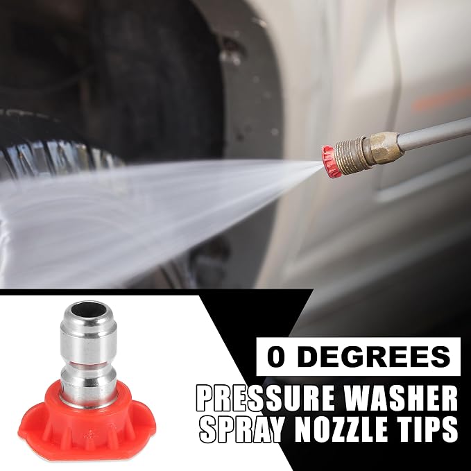 X AUTOHAUX 0 Degrees High Pressure Washer Spray Nozzle Tips Quick Connector Red 5 Pcs
