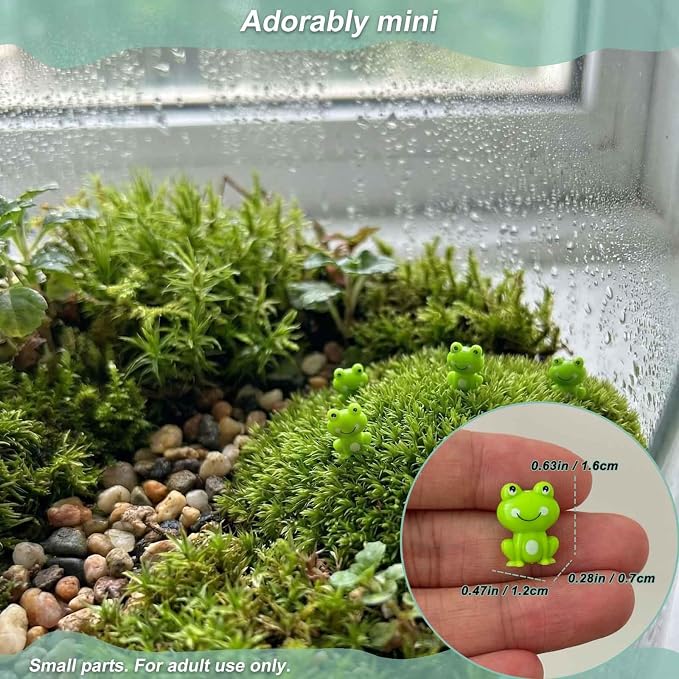 200 Pack Mini Green Plastic Frogs, Small Tiny Figurines for Miniature Garden, Micro Landscape, Succulent Planters, Moss Pot & Tiny House Décor