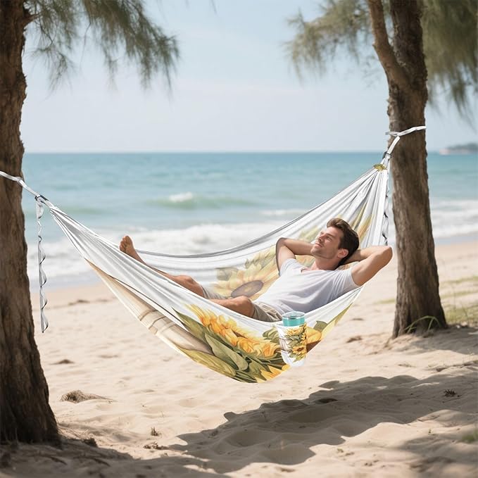 FRMG Sunflower Hammock 500 lbs Capacity Portable Hammocks with Tree Straps & Attached Carry Bag, Camping Essentials Gear, 2010747a